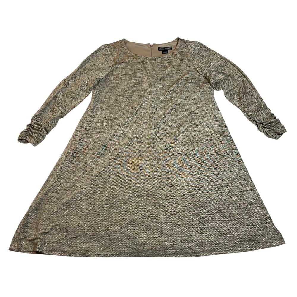 Jessica Howard Round Neck Cocktail Dress Size 16W Gold Party Holidays Classic
